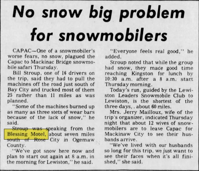 Red Rose Motel (Blessings Motel) - Jan 1974 Article Mentioning Blessings (newer photo)